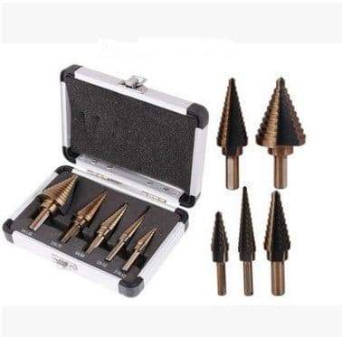 image-5pcs aluminum box ladder drill set / bench drill / pagoda drill / high speed steel bit