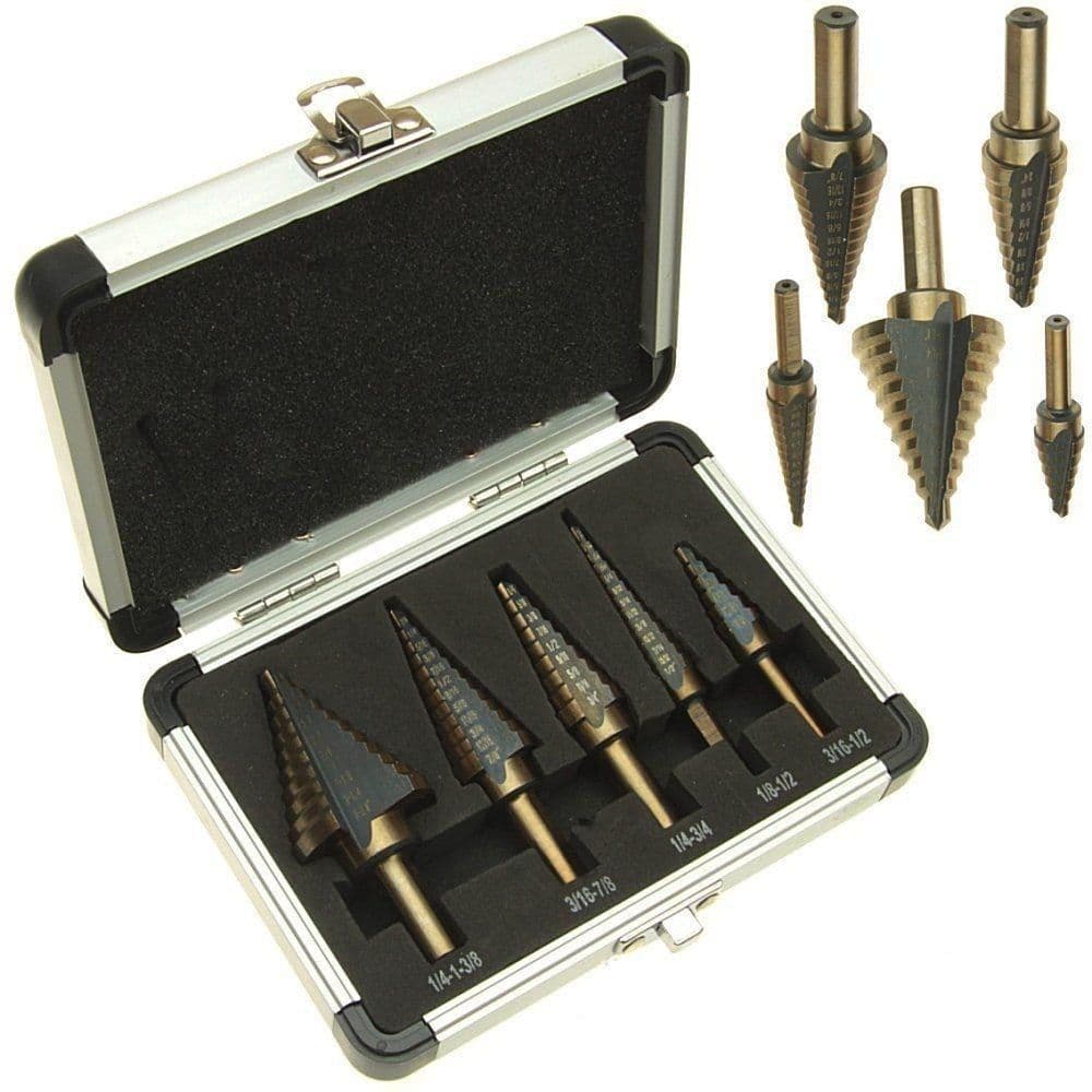image-5pcs aluminum box ladder drill set / bench drill / pagoda drill / high speed steel bit