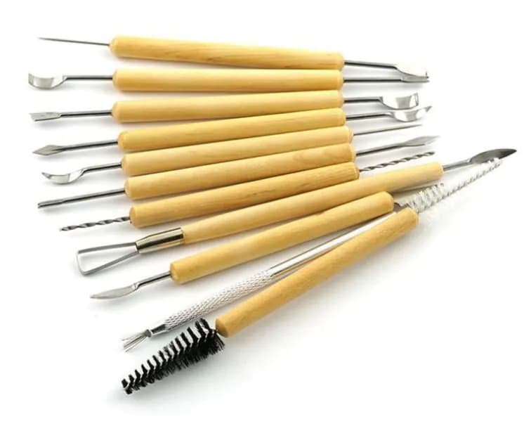 image-11pcs Clay Sculpting Sculpt Smoothing Wax Carving Pottery Ceramic Hand Tools Polymer Shapers Modeling Carving Tool Wood Handle