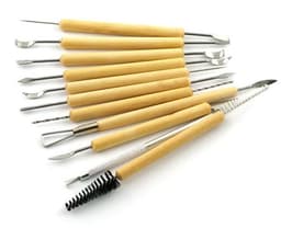 image-11pcs Clay Sculpting Sculpt Smoothing Wax Carving Pottery Ceramic Hand Tools Polymer Shapers Modeling Carving Tool Wood Handle
