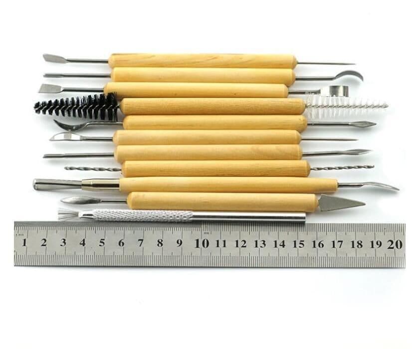image-11pcs Clay Sculpting Sculpt Smoothing Wax Carving Pottery Ceramic Hand Tools Polymer Shapers Modeling Carving Tool Wood Handle