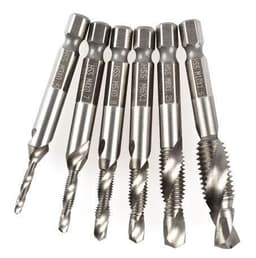 image-6pcs/set 1/4'' Hex HSS High Speed Steel Thread Spiral Screw M3 M4 M5 M6 M8 M10 Metric Composite Tap Drill Bit Tap