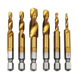image-6pcs/set 1/4'' Hex HSS High Speed Steel Thread Spiral Screw M3 M4 M5 M6 M8 M10 Metric Composite Tap Drill Bit Tap