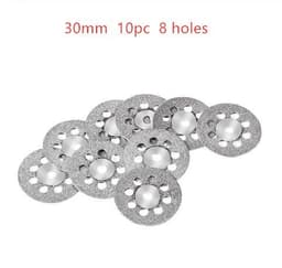 image-0pcs Set 30mm Mini Diamond Saw Blade Silver Cutting Discs With 2X Connecting Shank For Dremel Drill Fit Rotary Tool
