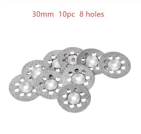 image-0pcs Set 30mm Mini Diamond Saw Blade Silver Cutting Discs With 2X Connecting Shank For Dremel Drill Fit Rotary Tool