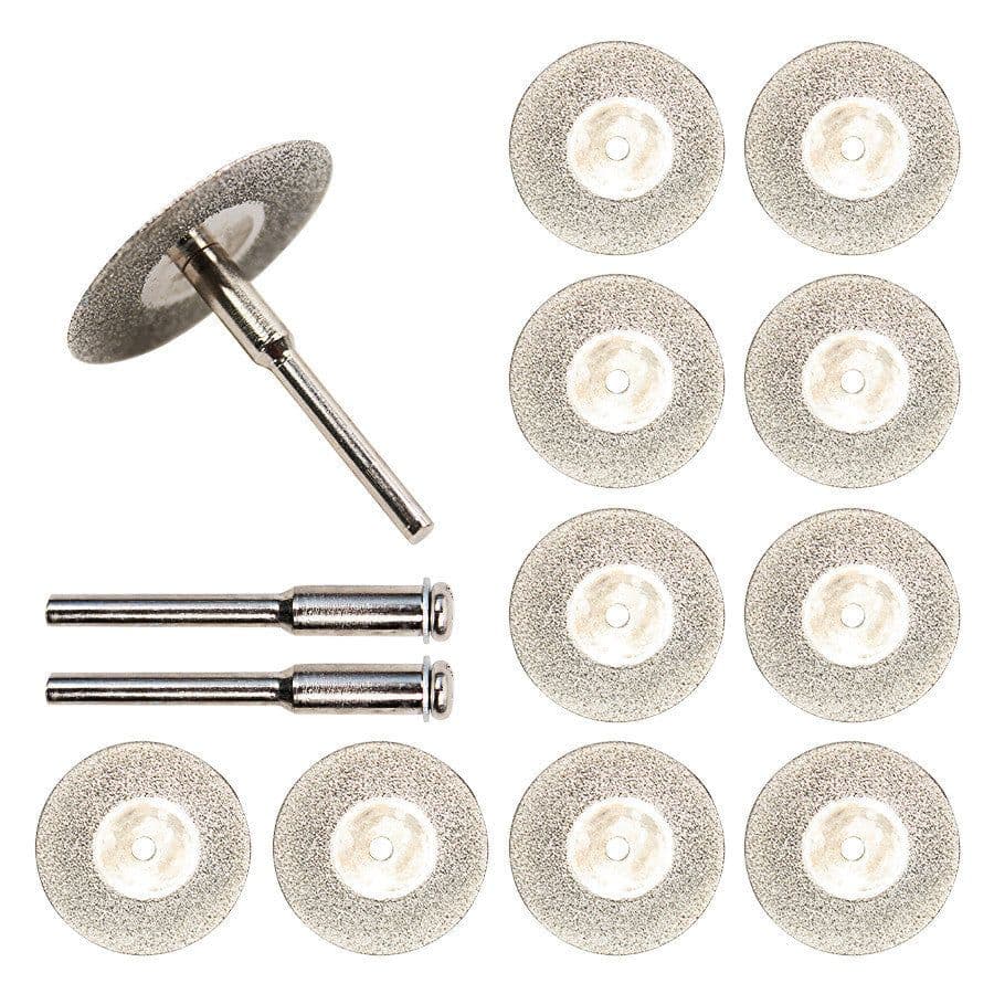 image-0pcs Set 30mm Mini Diamond Saw Blade Silver Cutting Discs With 2X Connecting Shank For Dremel Drill Fit Rotary Tool
