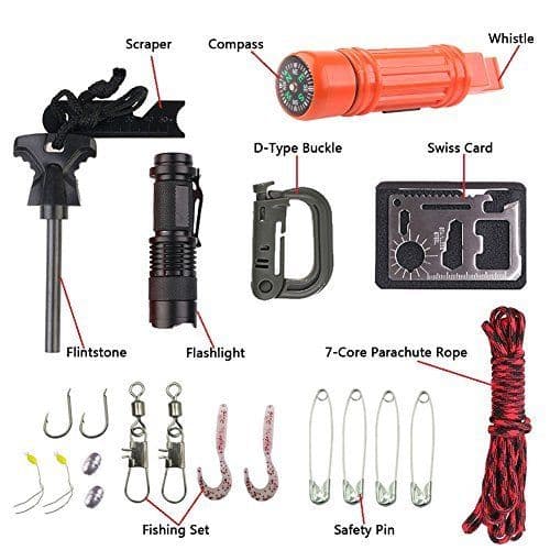 image-Outdoor Travel SOS Equipment Adventure Survival Tool Set Multifunction Field Survival First Aid Box Fishing Accessories