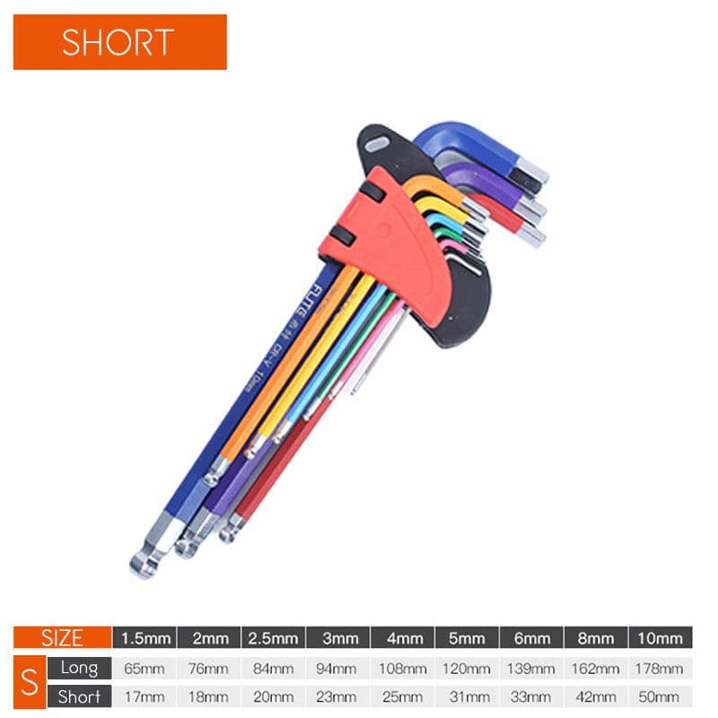 image-FT Industrial Color Allen Wrench Chrome Vanadium Steel Ball Head