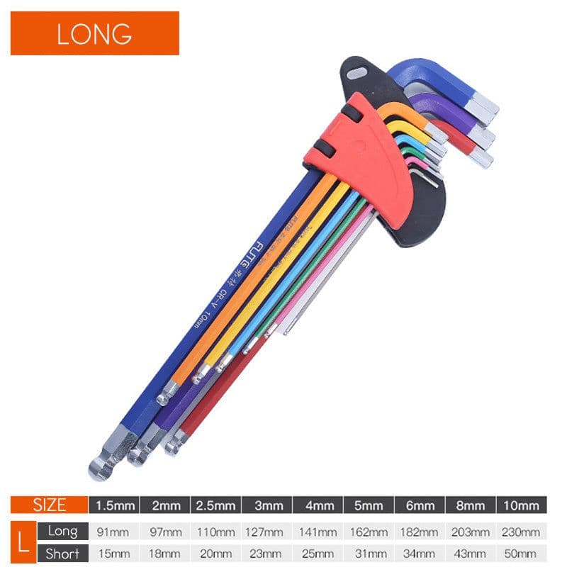 image-FT Industrial Color Allen Wrench Chrome Vanadium Steel Ball Head