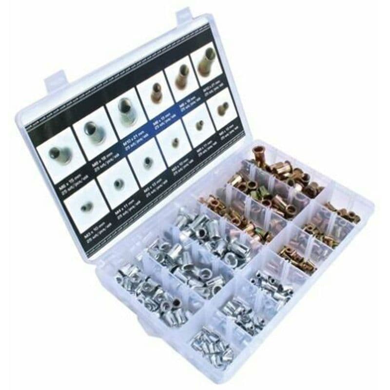 image-300Pcs/Box Aluminum+Color Zinc Blind Rivet Nut M3/4/5/6/8/10 Set Flat Head Rivet Nut Pull Cap