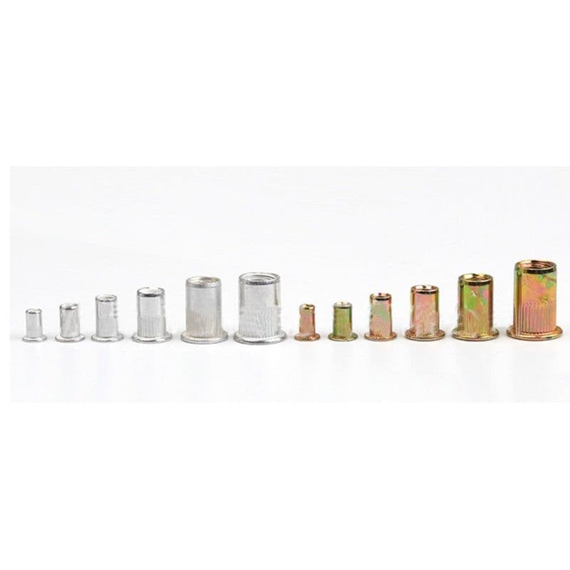 image-300Pcs/Box Aluminum+Color Zinc Blind Rivet Nut M3/4/5/6/8/10 Set Flat Head Rivet Nut Pull Cap