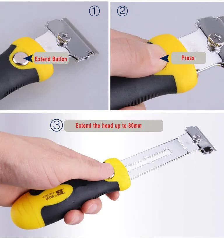 image-Telescopic Scraper Glass Ceramic Tile Cleaning Spatula Cleaning and Glue Removal Spatula Wall Floor With Four Blades