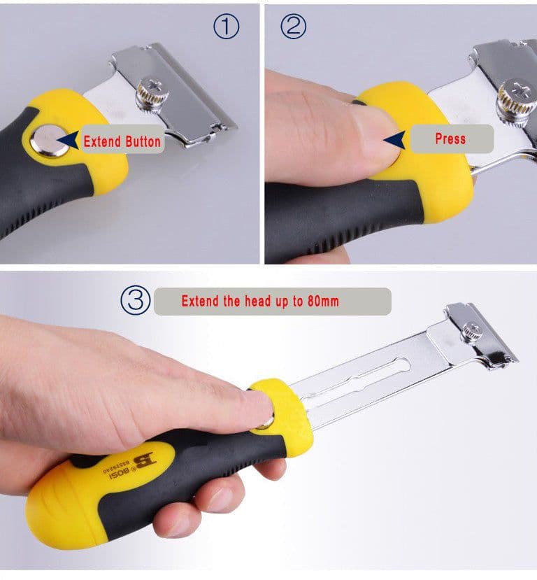 image-Telescopic Scraper Glass Ceramic Tile Cleaning Spatula Cleaning and Glue Removal Spatula Wall Floor With Four Blades