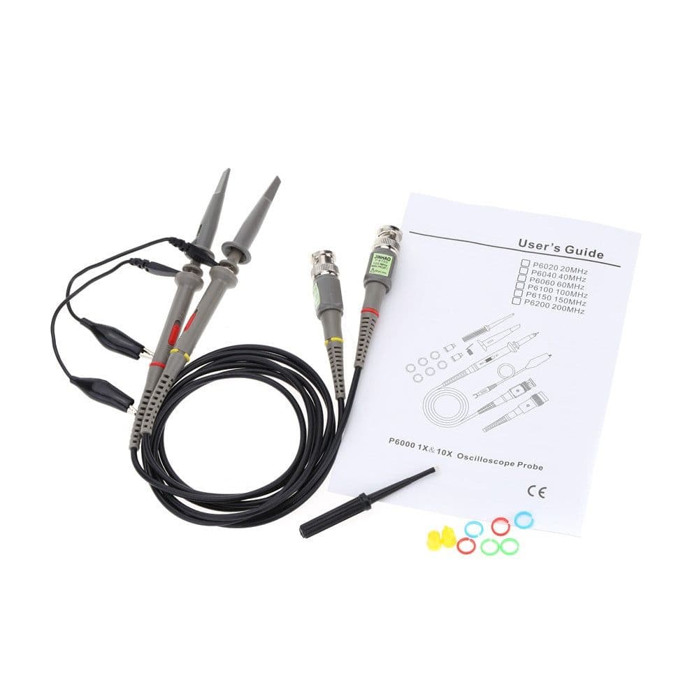 image-P6100 2Pcs 1X 10X 100MHz Oscilloscope Probe Alligator Clip