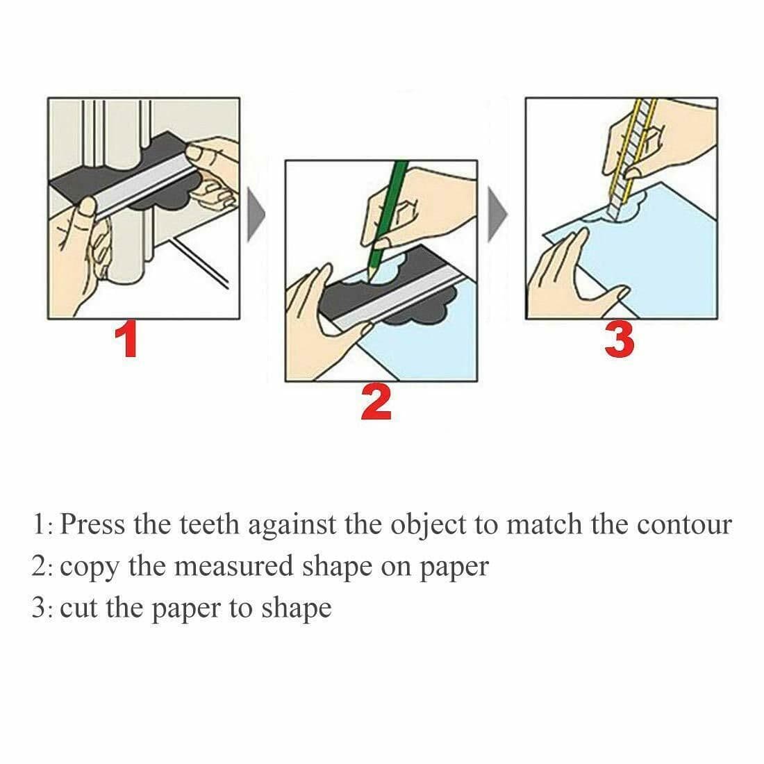 image-Contour Gauge Saker Duplicator Profile Copy Shape Measuring Tool Contour Gauge Duplicator Profile Copy Shape Measuring Ruler Tool