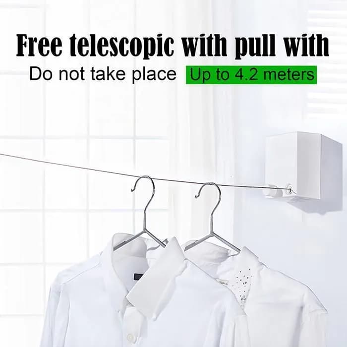 image-Invisible Tendedero Ropa Wall Hanger Retractable Indoor Clothes Hanger Magic Drying Rack Retractable Clothesline Clothes Dryer