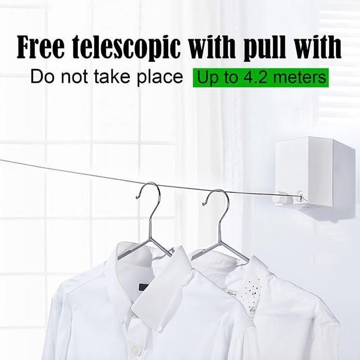 image-Invisible Tendedero Ropa Wall Hanger Retractable Indoor Clothes Hanger Magic Drying Rack Retractable Clothesline Clothes Dryer