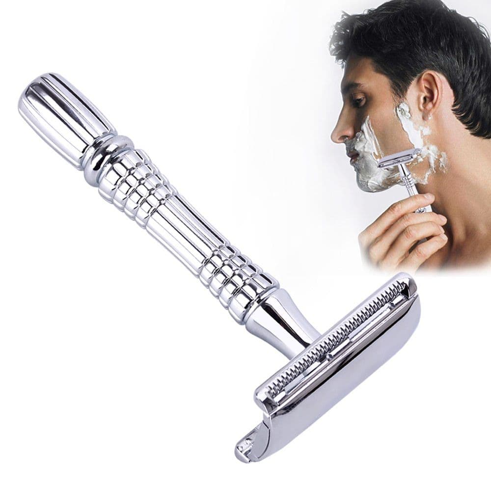 image-Safety Double Edge Razor For Men Shaving Set Knife Barber Straight Razor Men's Shaving Razor Blades Shaving Machine