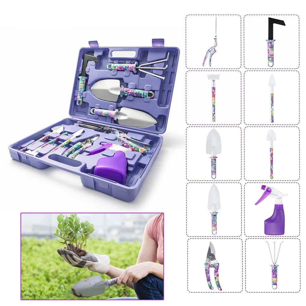 image-Camouflage Garden Tool Set Grafting Pruning Shovel Rake Stainless Steel Scissor Pruning Shears Spray Bottle Garden Tools Kit