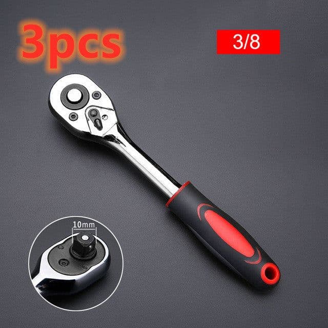 image-Home Repair Ratchet Socket Wrench Chrome Vanadium Steel Hand Drill Sleeve 7-19mm