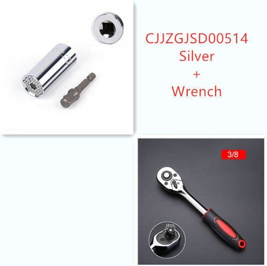 image-Home Repair Ratchet Socket Wrench Chrome Vanadium Steel Hand Drill Sleeve 7-19mm