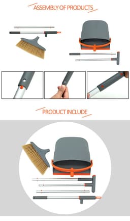 image-East New Fashion Luxury Broom Dustpan Combination Set Foldable Cleaning Tools House Helper