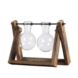 image-Rustic Plant Terrarium with Wooden Stand (Various Sizes)
