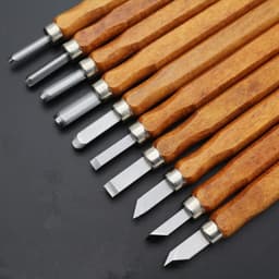 image-Mahogany 6 Sticks Carving Knife Handmade Woodcut Knife Eraser Engraving Set Woodcarving Tool