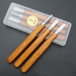 image-Mahogany 6 Sticks Carving Knife Handmade Woodcut Knife Eraser Engraving Set Woodcarving Tool