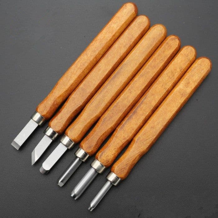 image-Mahogany 6 Sticks Carving Knife Handmade Woodcut Knife Eraser Engraving Set Woodcarving Tool