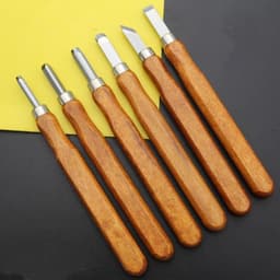 image-Mahogany 6 Sticks Carving Knife Handmade Woodcut Knife Eraser Engraving Set Woodcarving Tool