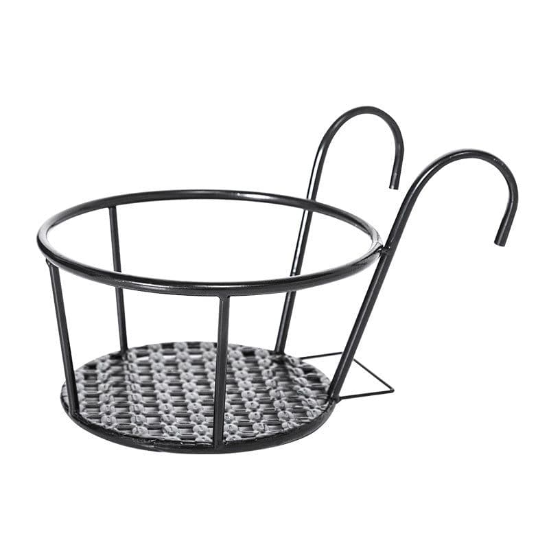 image-Chrome Black Metal Plant Pot Holder Outdoors Decoration Flower