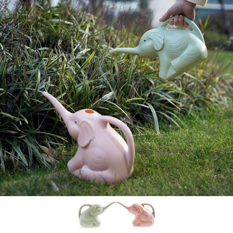 image-Baby elephant watering flowers