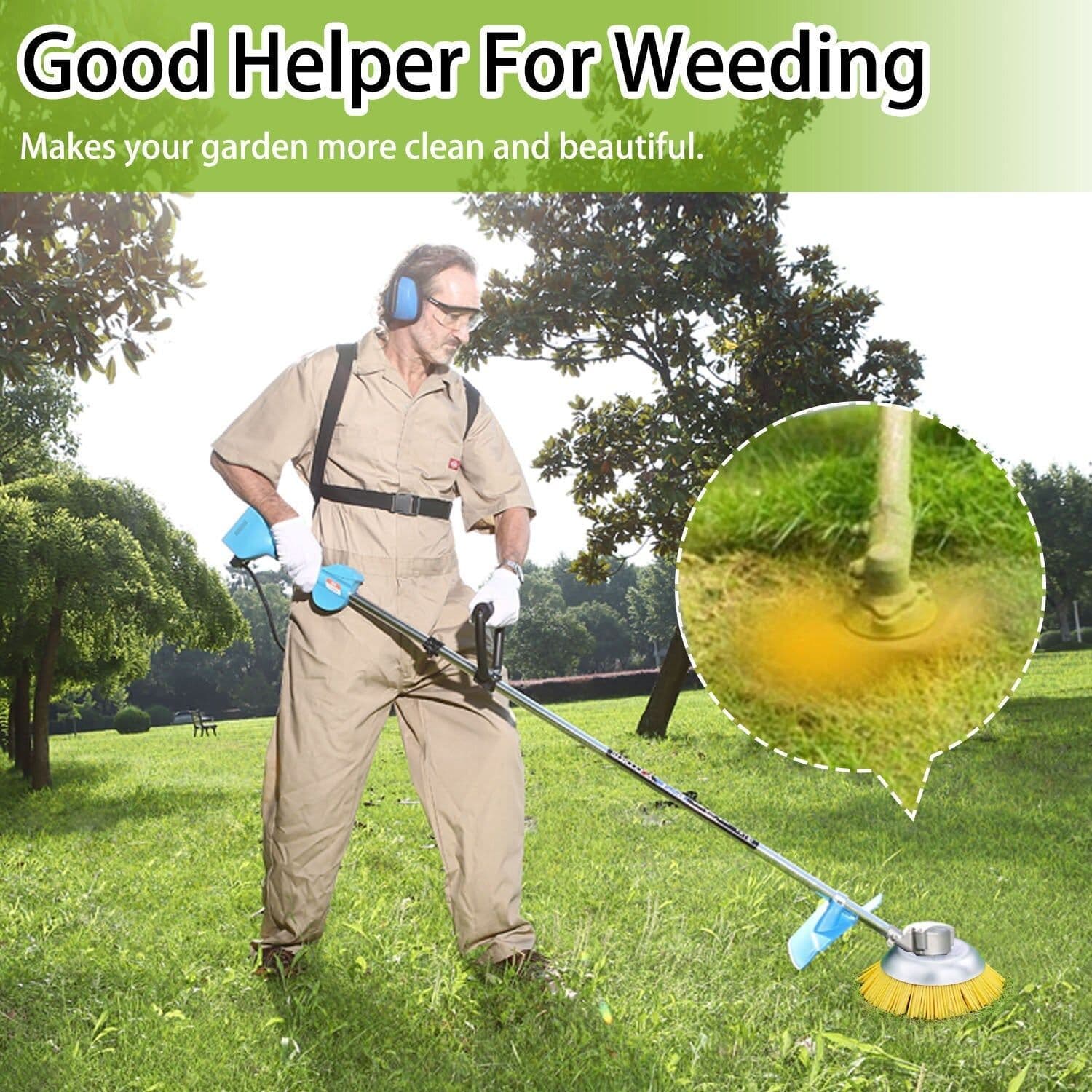 image-5pcs/set 8inch Nylon Wire Wheel Grass Trimmer Lawnmower Brush Cutter Head with Install Tool for Garden Backyard Lawn Sidewalk