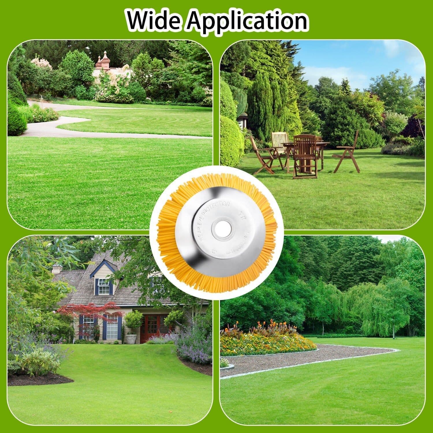 image-5pcs/set 8inch Nylon Wire Wheel Grass Trimmer Lawnmower Brush Cutter Head with Install Tool for Garden Backyard Lawn Sidewalk
