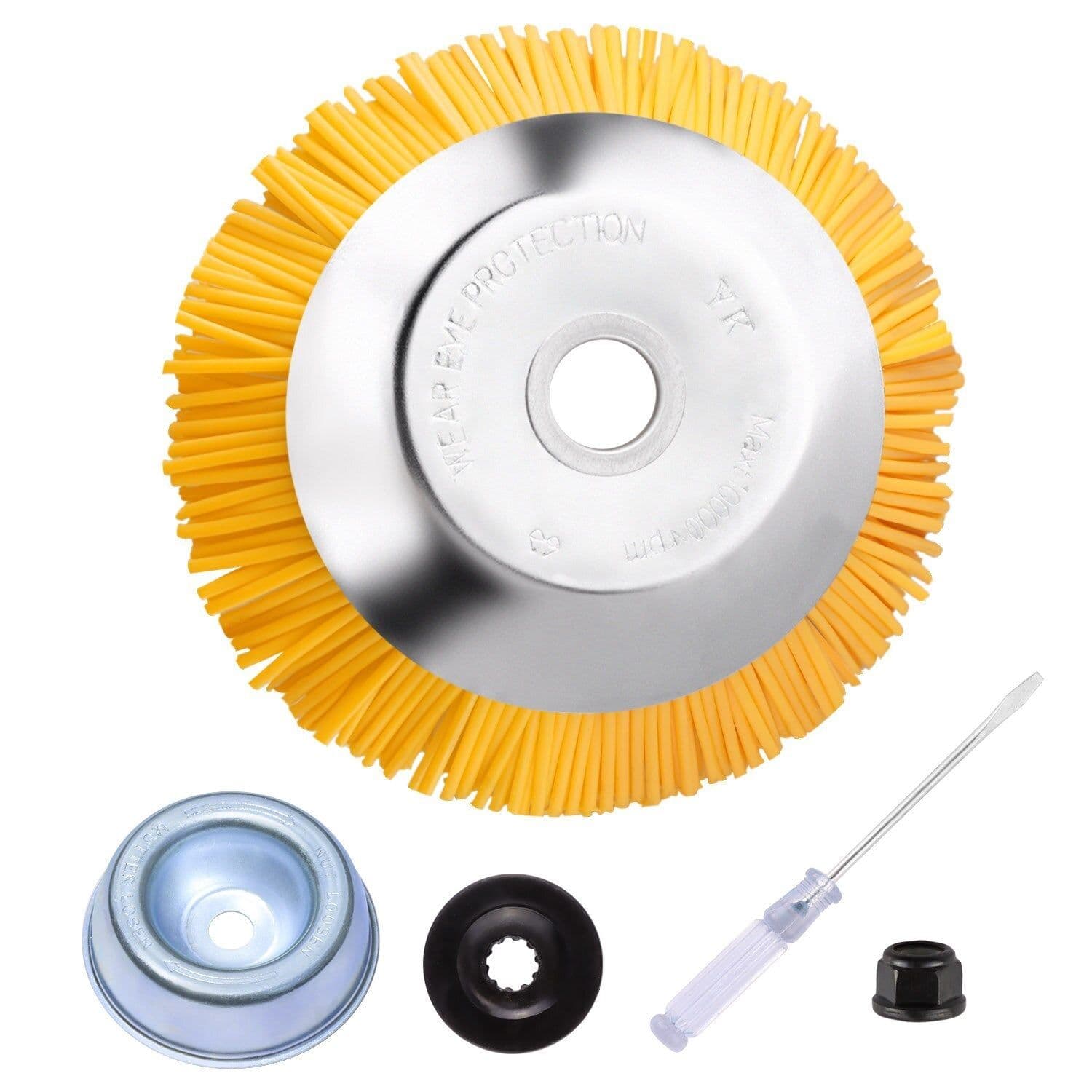 image-5pcs/set 8inch Nylon Wire Wheel Grass Trimmer Lawnmower Brush Cutter Head with Install Tool for Garden Backyard Lawn Sidewalk