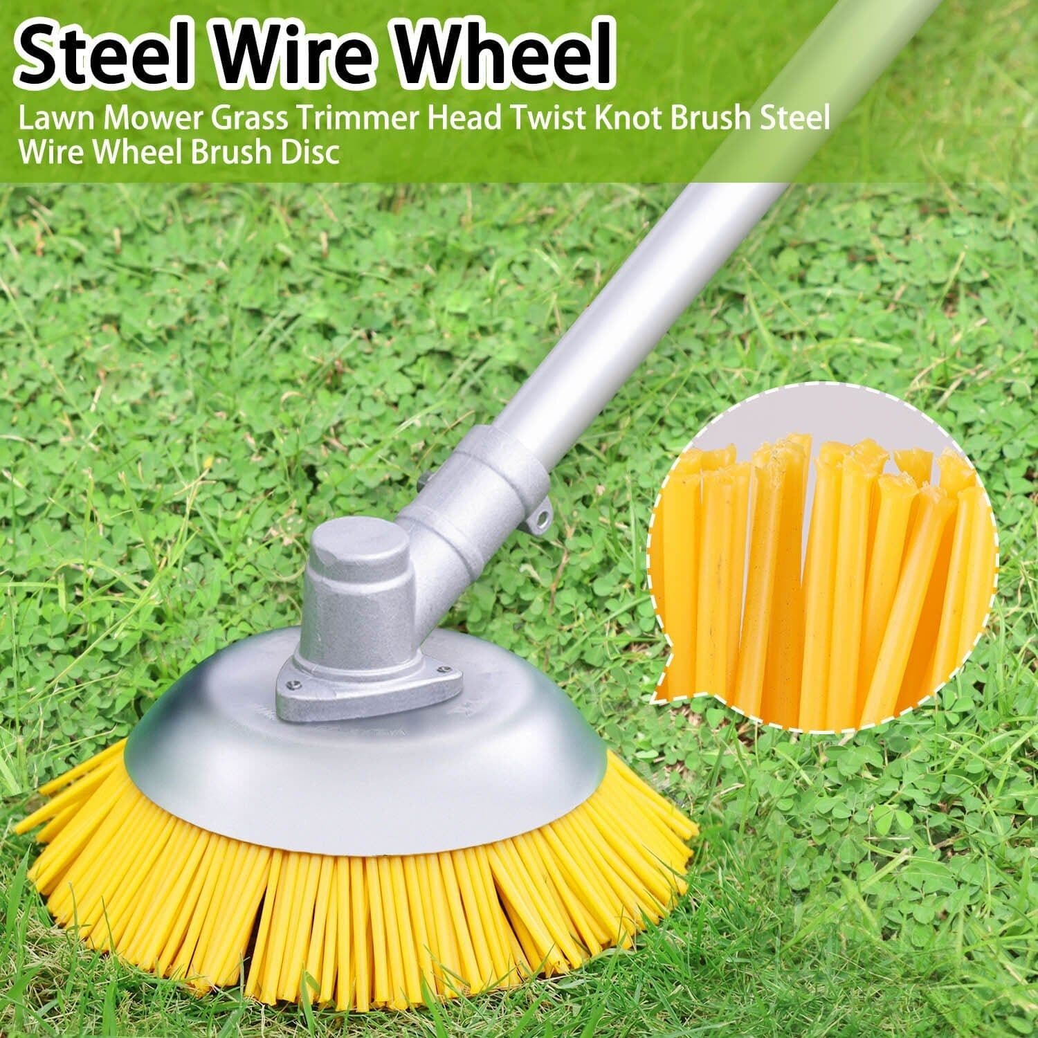 image-5pcs/set 8inch Nylon Wire Wheel Grass Trimmer Lawnmower Brush Cutter Head with Install Tool for Garden Backyard Lawn Sidewalk