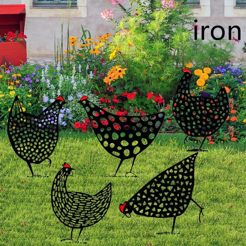 image-Chicken Yard Art Outdoor Garden Back Yard Gazon Stakes Hen Yard Decor