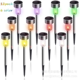 image-Factory wholesale stainless steel solar light lawn lamp LED garden light tube lamp foreign trade cross border explosion