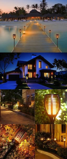 image-LED Solar Flame Flickering Lawn Lamps Led Torch Light Realistic Dancing Flame Light Waterproof Outdoor Garden Decor Flame Lamp