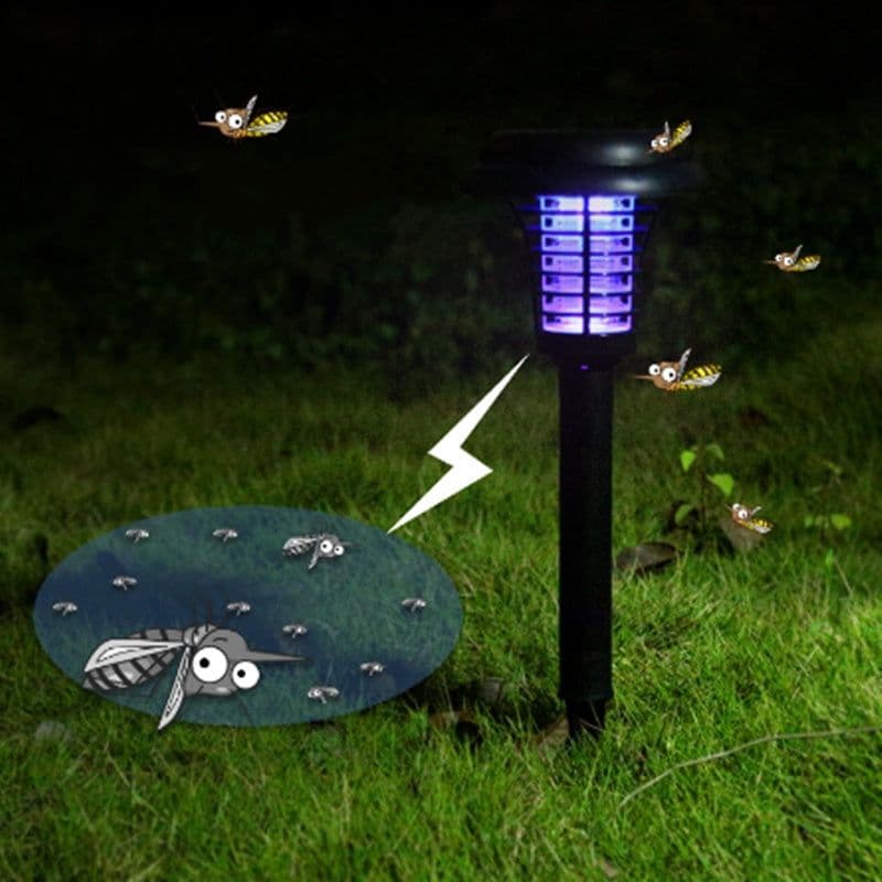image-Solar Led Rechargeable Anti-Mosquito Lamp Electronic Fly Bug Zapper Insect Pest Uv Trap Outdoor Garden Lawn Lamp