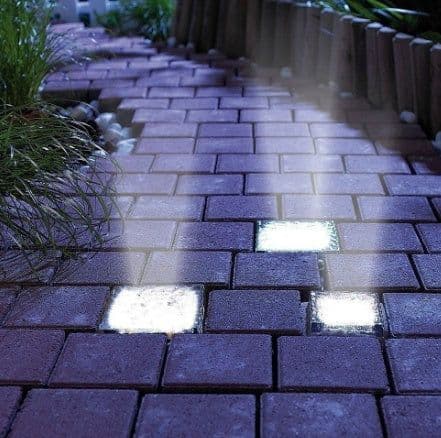 image-Waterproof Solar Power LED Ground Crystal Glass Ice Brick Shape Outdoor Yard Garden Deck Road Lamp Light