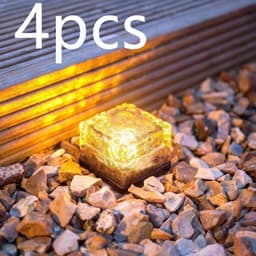 image-Waterproof Solar Power LED Ground Crystal Glass Ice Brick Shape Outdoor Yard Garden Deck Road Lamp Light