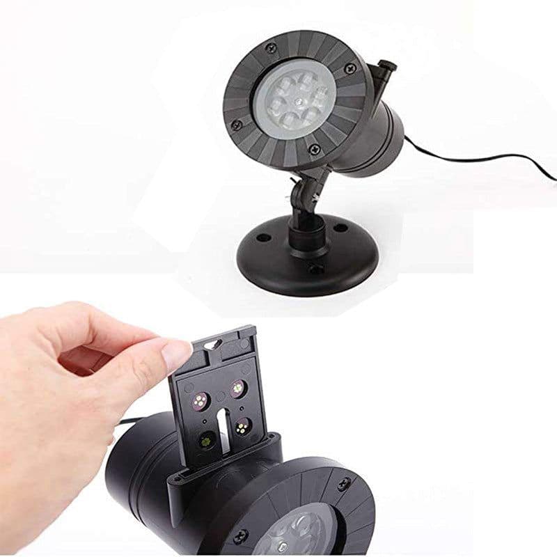 image-Christmas Snowflake Projection Lawn Light Outdoor Waterproof LED Stage Film Projection Light 12 Cards