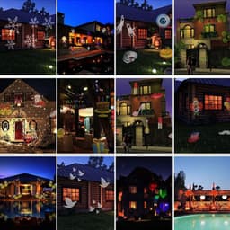 image-Christmas Snowflake Projection Lawn Light Outdoor Waterproof LED Stage Film Projection Light 12 Cards