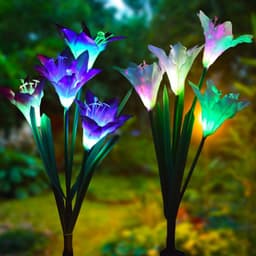 image-Outdoor Solar Garden Light Waterproof 7 LED Colorful Color Lawn Light Lily Fairy Lights Christmas Decoration Patio Lighting