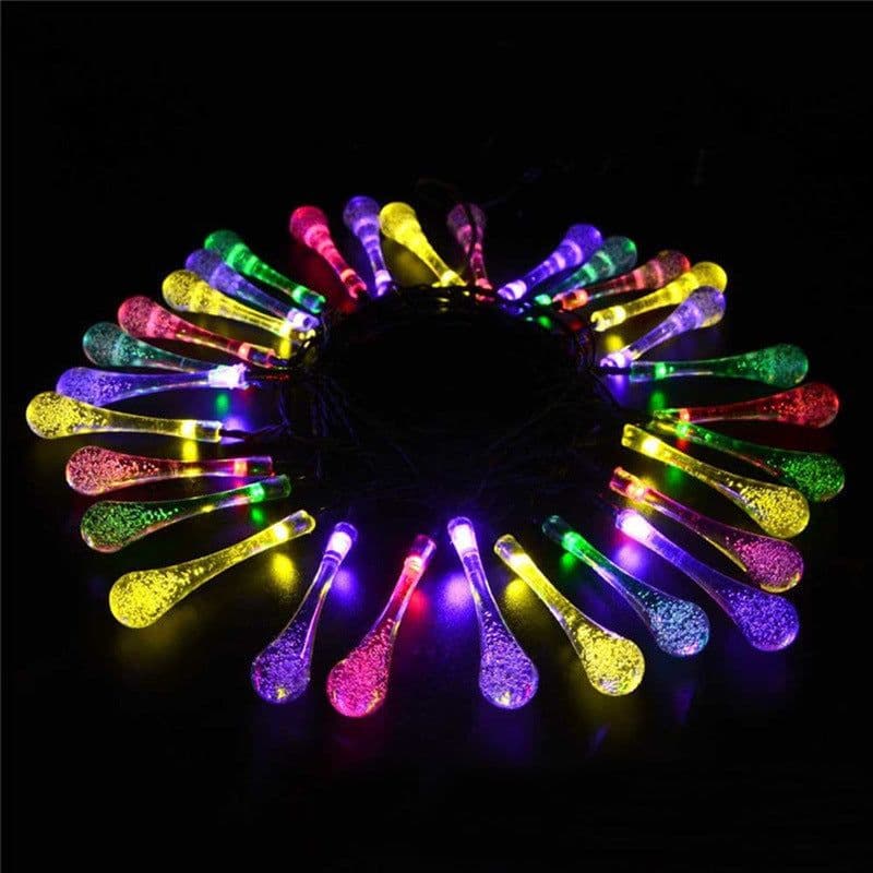 image-LED Outdoor Water Drops Solar Lamp String Lights LED Fairy Holiday Christmas Party Garland Garden Waterproof