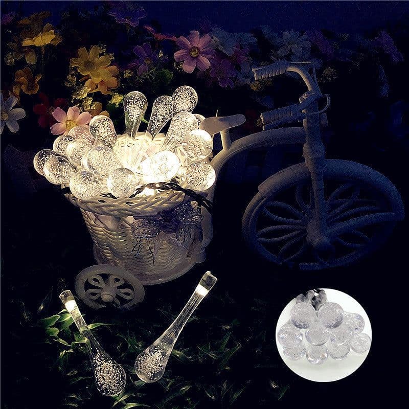 image-LED Outdoor Water Drops Solar Lamp String Lights LED Fairy Holiday Christmas Party Garland Garden Waterproof