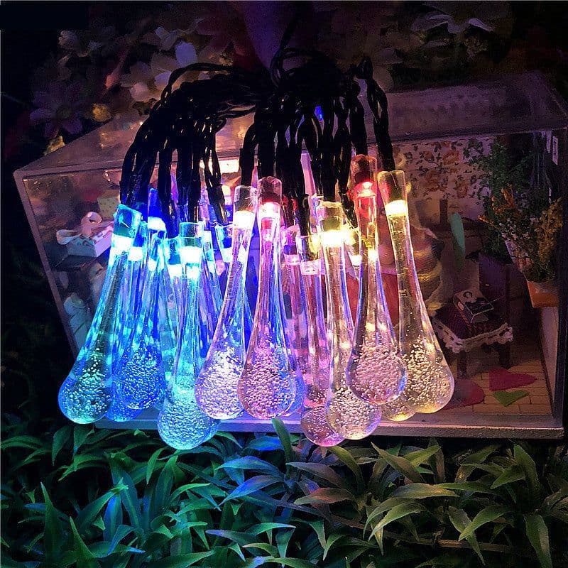 image-LED Outdoor Water Drops Solar Lamp String Lights LED Fairy Holiday Christmas Party Garland Garden Waterproof
