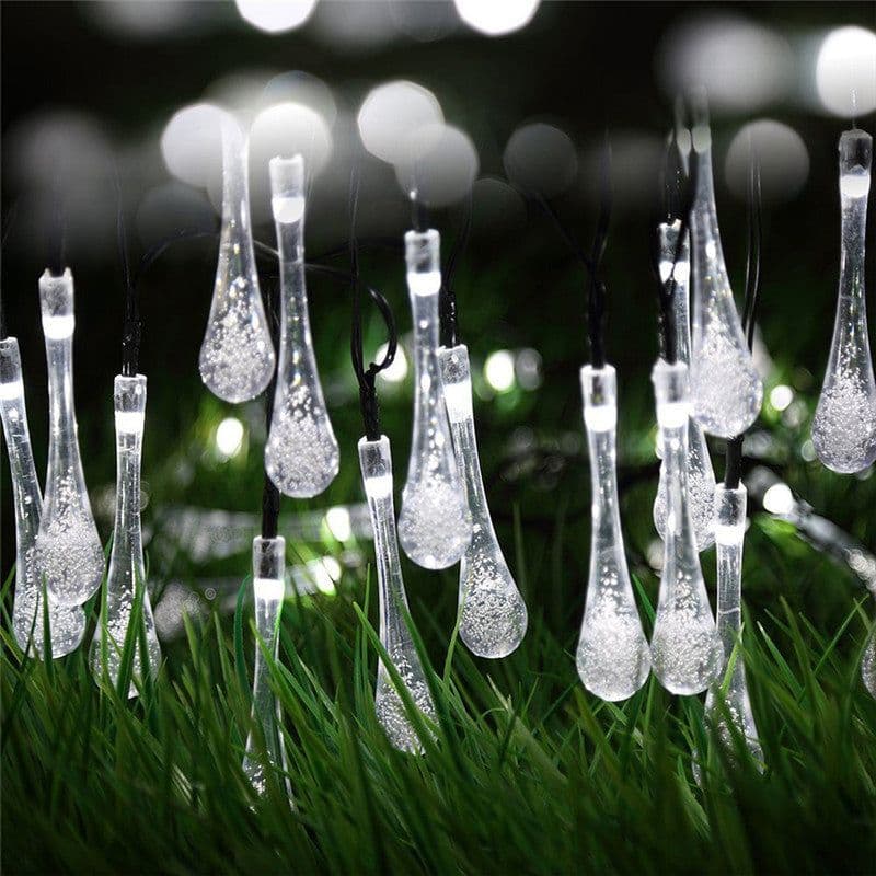image-LED Outdoor Water Drops Solar Lamp String Lights LED Fairy Holiday Christmas Party Garland Garden Waterproof